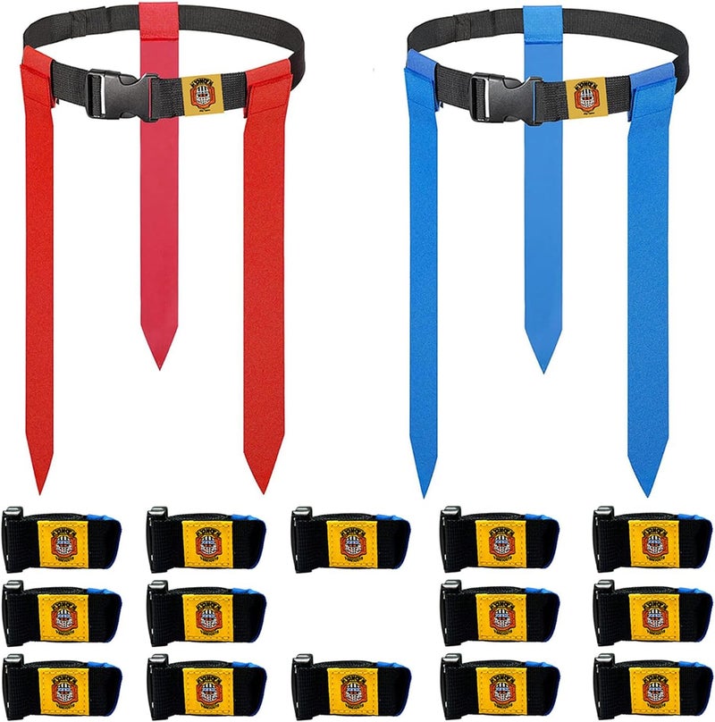 Ynotus Flag Football Belts for Kids&Adult 6/10/14 Adjustable Flag Football Set 14 Player With 42 Flags For Flag Football Flags Belts - Image 1